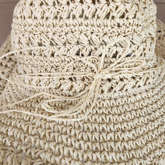 The Scala Collection Beach Bucket Hat Tan 100% Paper Coastal Grandma SZ SM - Picture 6 of 12